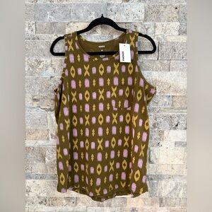 Sonoma Olive and Pink Geometric Tank Top size M 100% cotton